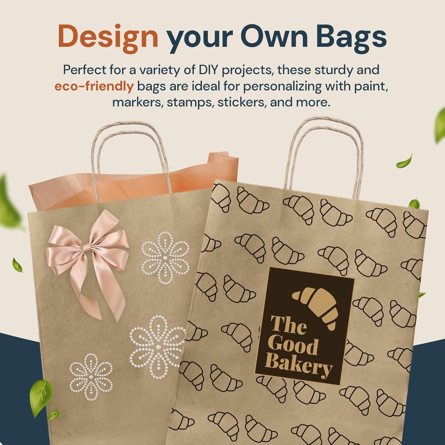 imageReli 10x5x13 in Brown Paper Bags with Handles 110 Pack Kraft Paper Shopping Bags with Twist Handles Bulk Ideal for Gifts Retail Shopping Merchandise Take OutTo Go Party Crafts
