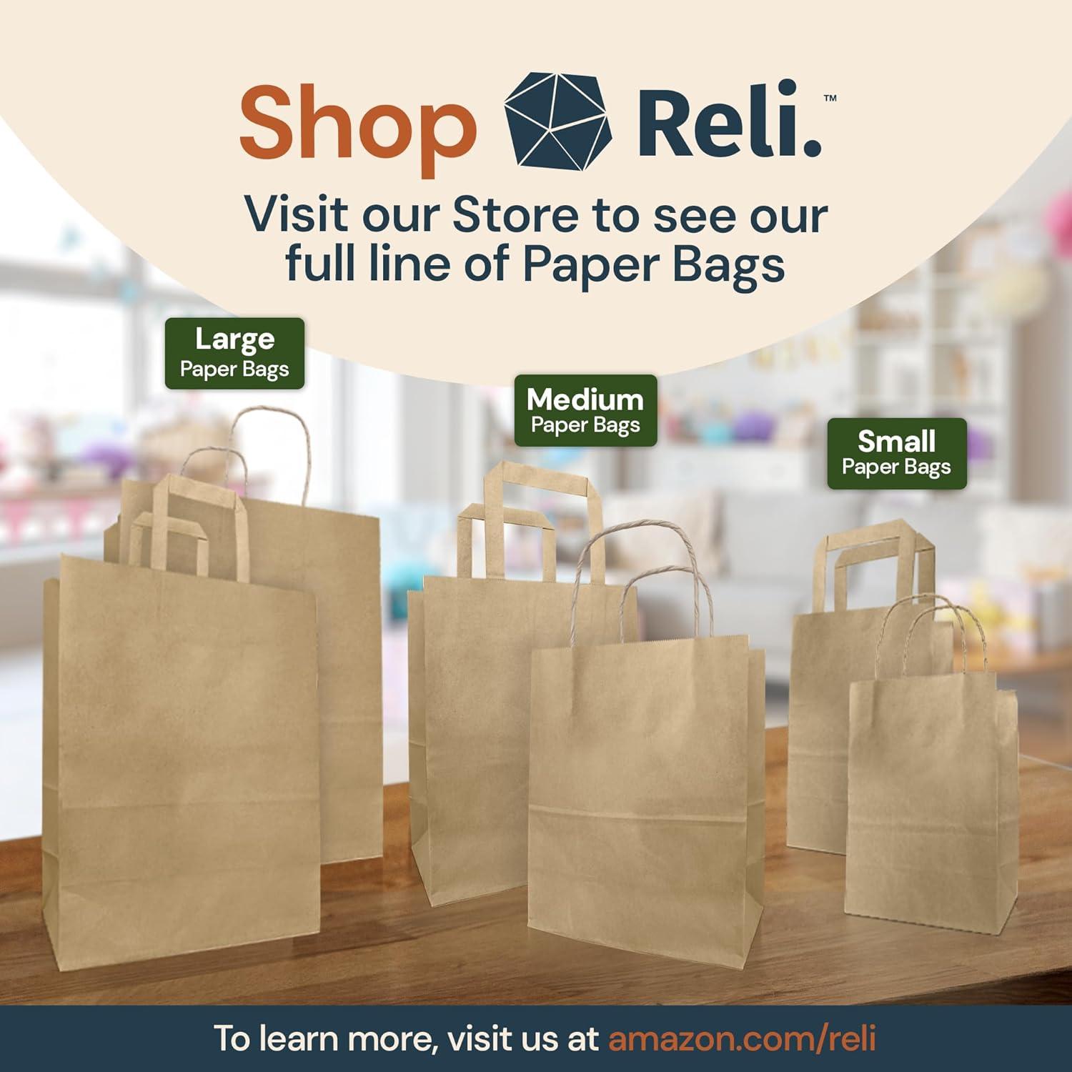 imageReli 10x5x13 in Brown Paper Bags with Handles 55 Pack Kraft Paper Shopping Bags with Twist Handles Ideal for Gifts Retail Shopping Merchandise Take OutTo Go Party Crafts