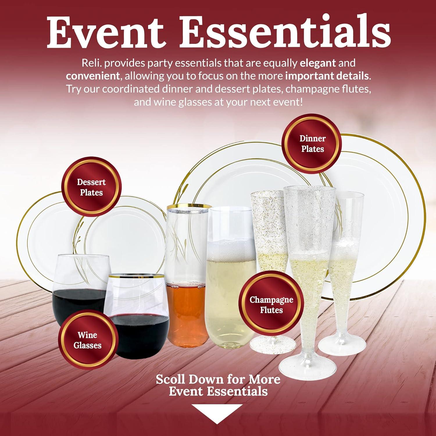 imageReli 12oz Disposable Wine Glasses GoldRim 20 Pack Stemless Crystal Clear Reusable amp Recyclable BPAFree FoodGrade Plastic Shatterproof Party Cups for Juices Cocktails Whiskey Any Occasion