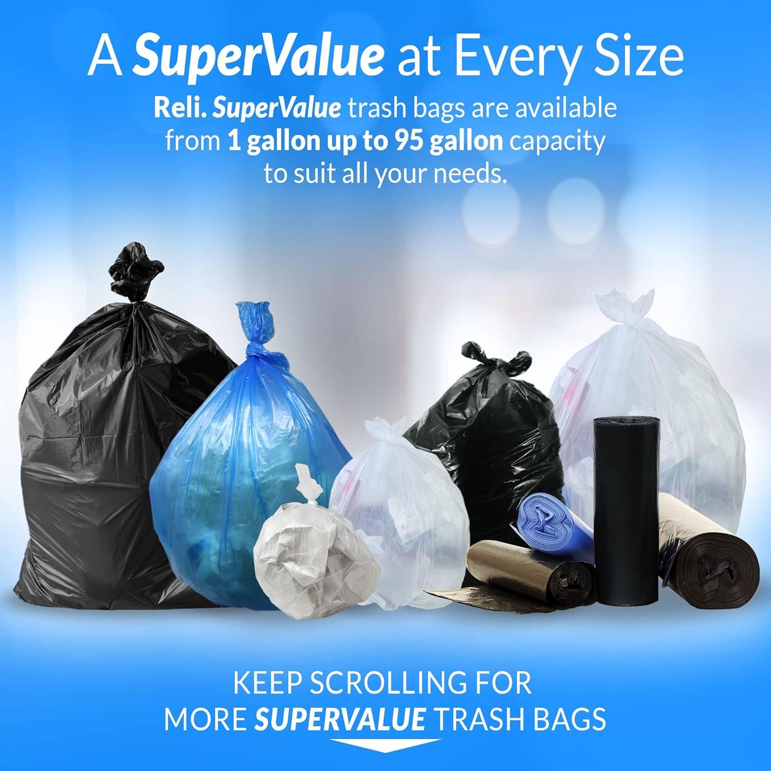 imageReli 13 Gallon Trash Bags 1000 Bags Black Tall Kitchen Strong Garbage