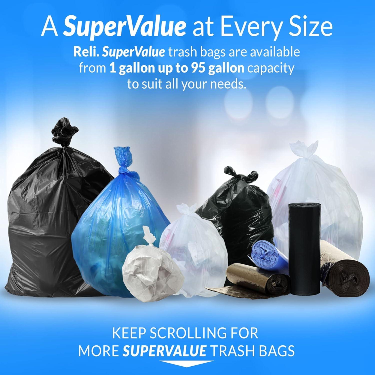 imageReli 1625 Gallon Trash Bags 500 Bags Black Home Kitchen Strong Garbage