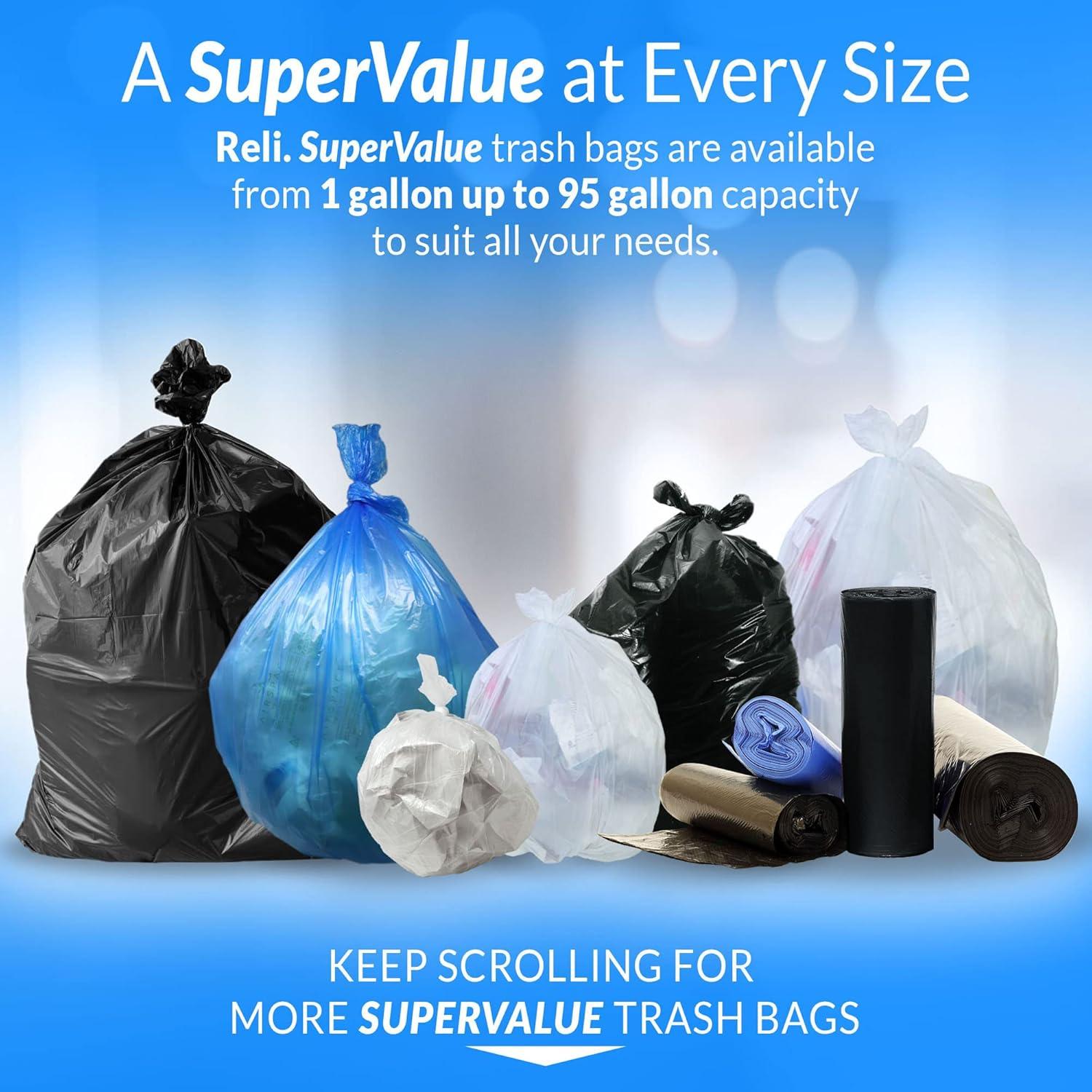 imageReli 24 Gallon Trash Bags 2000 Bags Clear Bathroom Strong Garbage