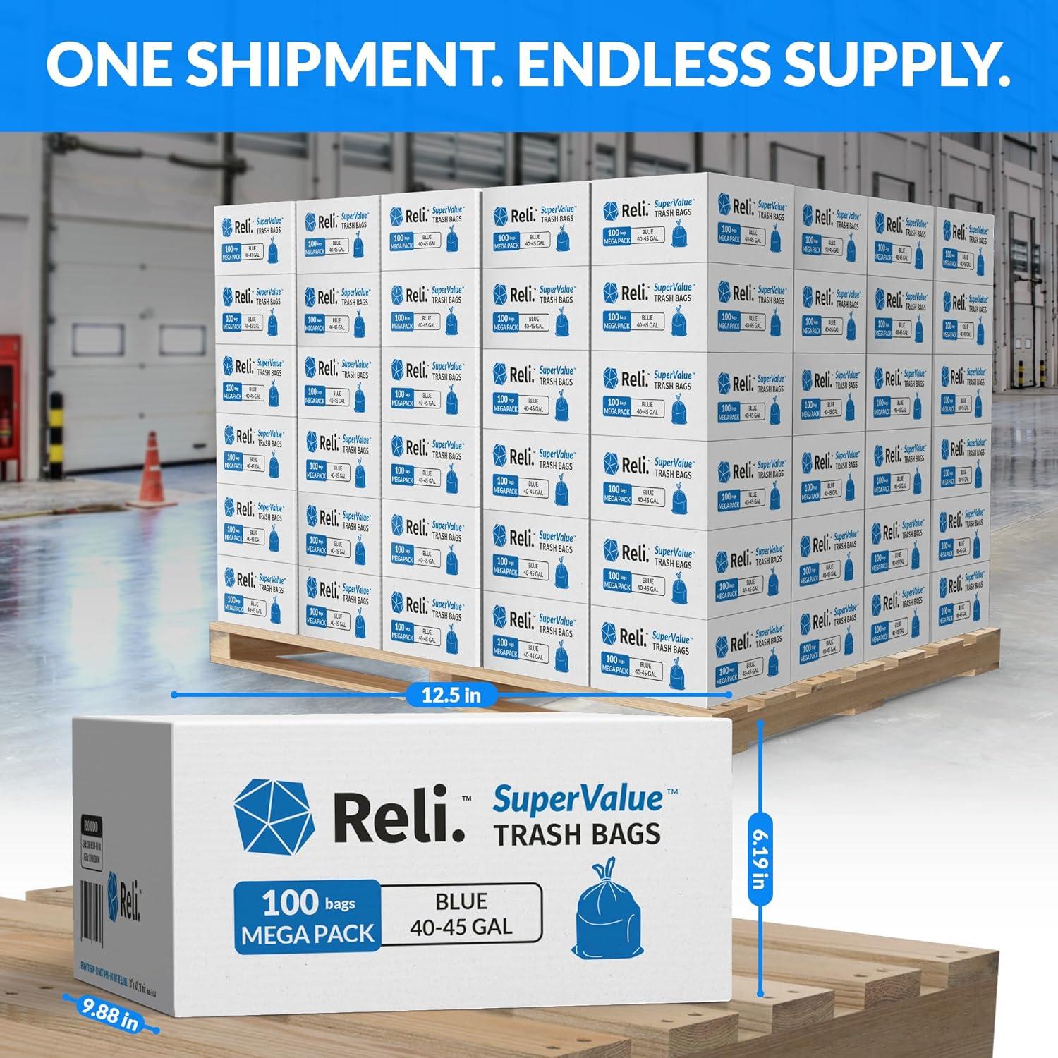 imageReli 4045 Gallon Recycling Bags Heavy Duty 10800 Total 100 BagsCase 108 CasesPallet Made in USA Blue