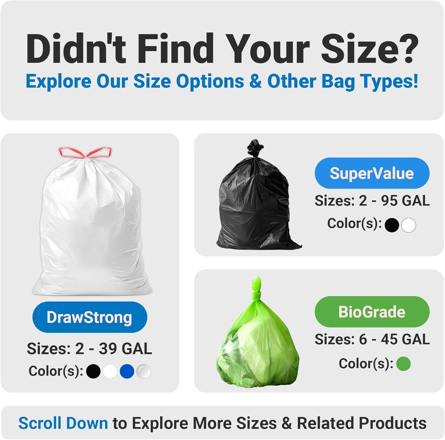 imageReli 810 Gallon Trash Bags Drawstring 125 Count Small Garbage Bags 10 Gallon Unscented Ideal for Bathroom Office Home White Trash Can Liners wDrawstring