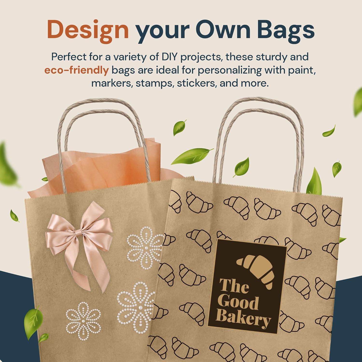 imageReli 8x45x1025 in Brown Paper Bags with Handles 110 Pack Kraft Brown Paper Bags with Twist Handles Bulk Ideal for Gifts Retail Shopping Merchandise Crafts