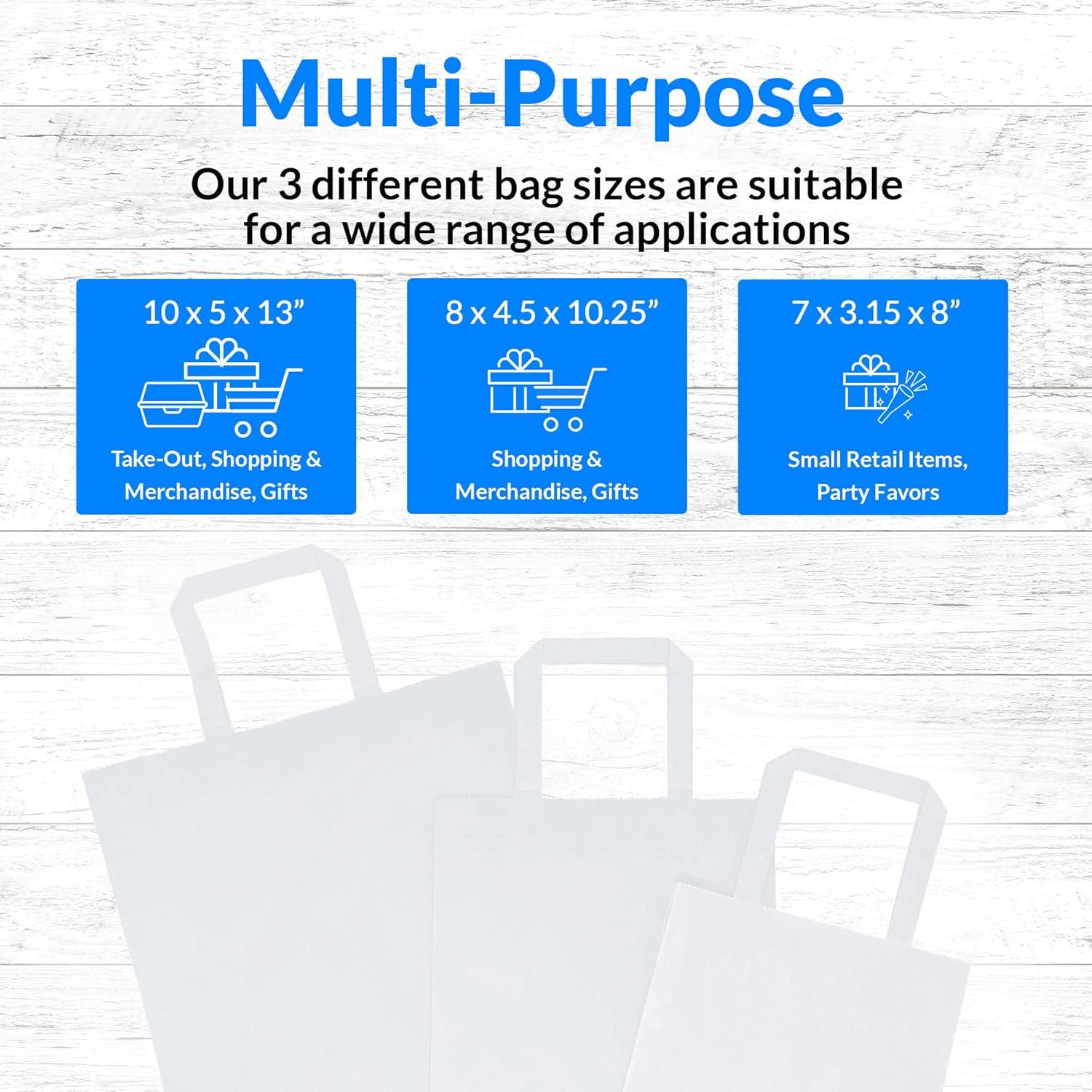 imageReli 90 Pack Assorted Sizes White Paper Bags wHandles 7x315x8 8x45x1025 10x5x13 30 Pcs Each Size Paper Bag Combo Pack Retail Shopping Gifts