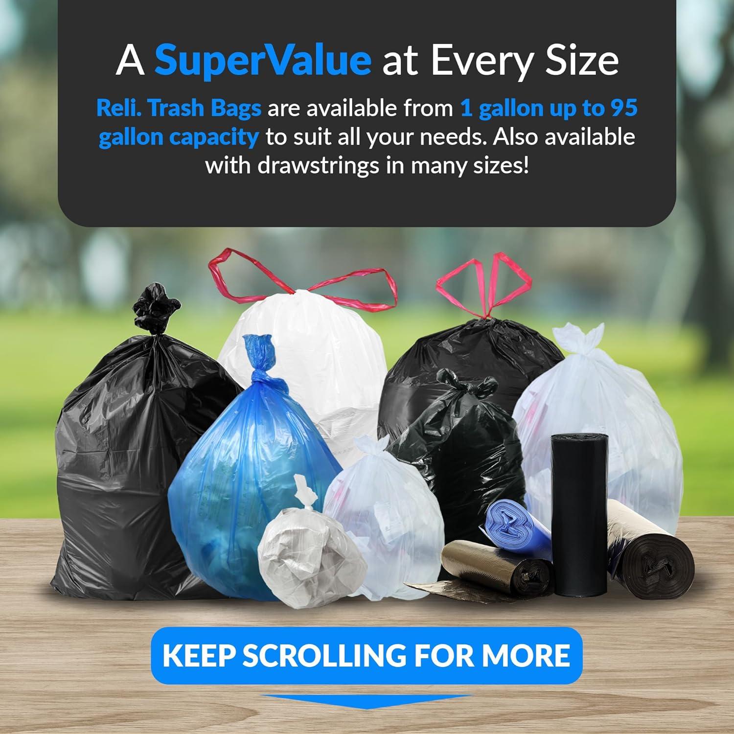 imageReli 95 Trash Bags Heavy Duty 30 Trash Bags Super Sizeable for Serious Garbage Cleanup Black