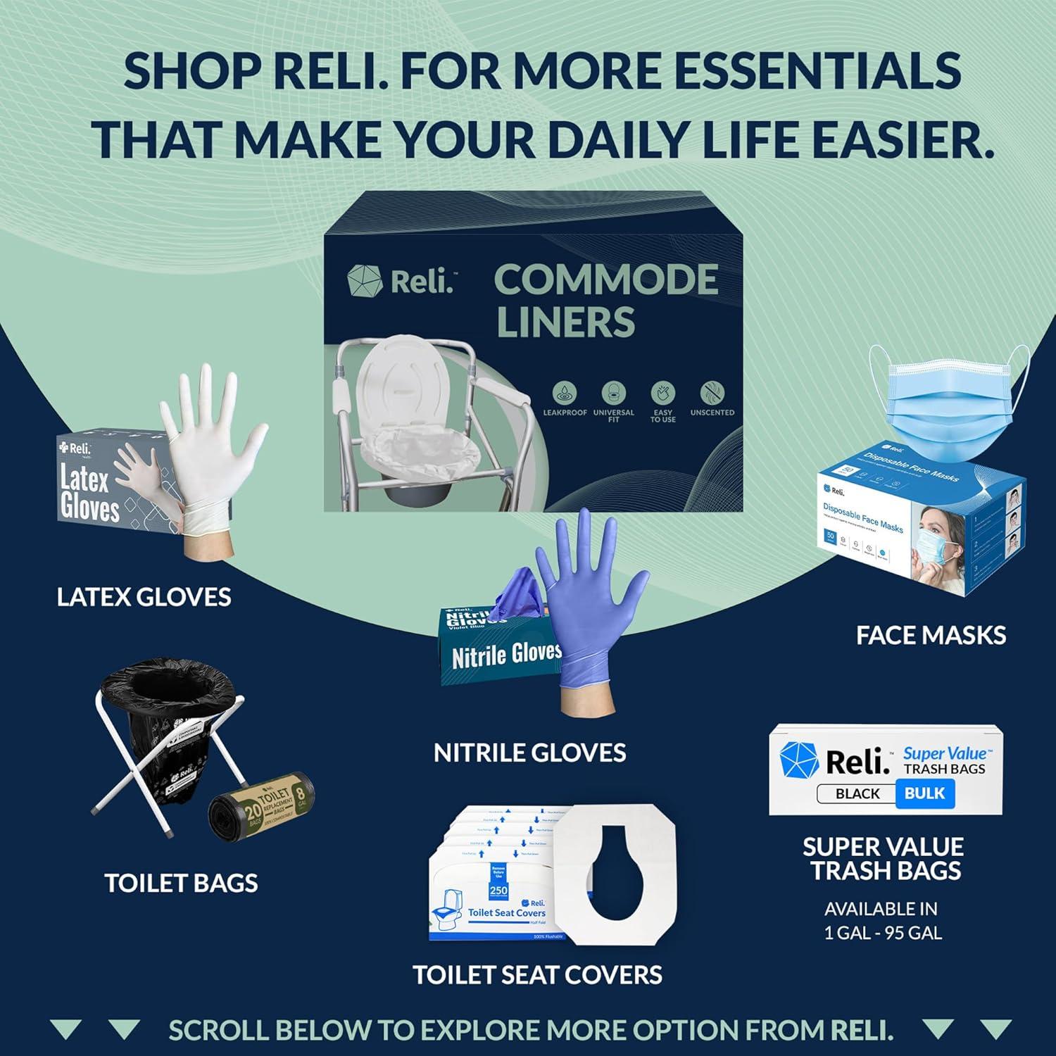 imageReli Bedside Commode Liners Pack of 110 Universal Fit Commode Liners Disposable Portable Toilet Bags