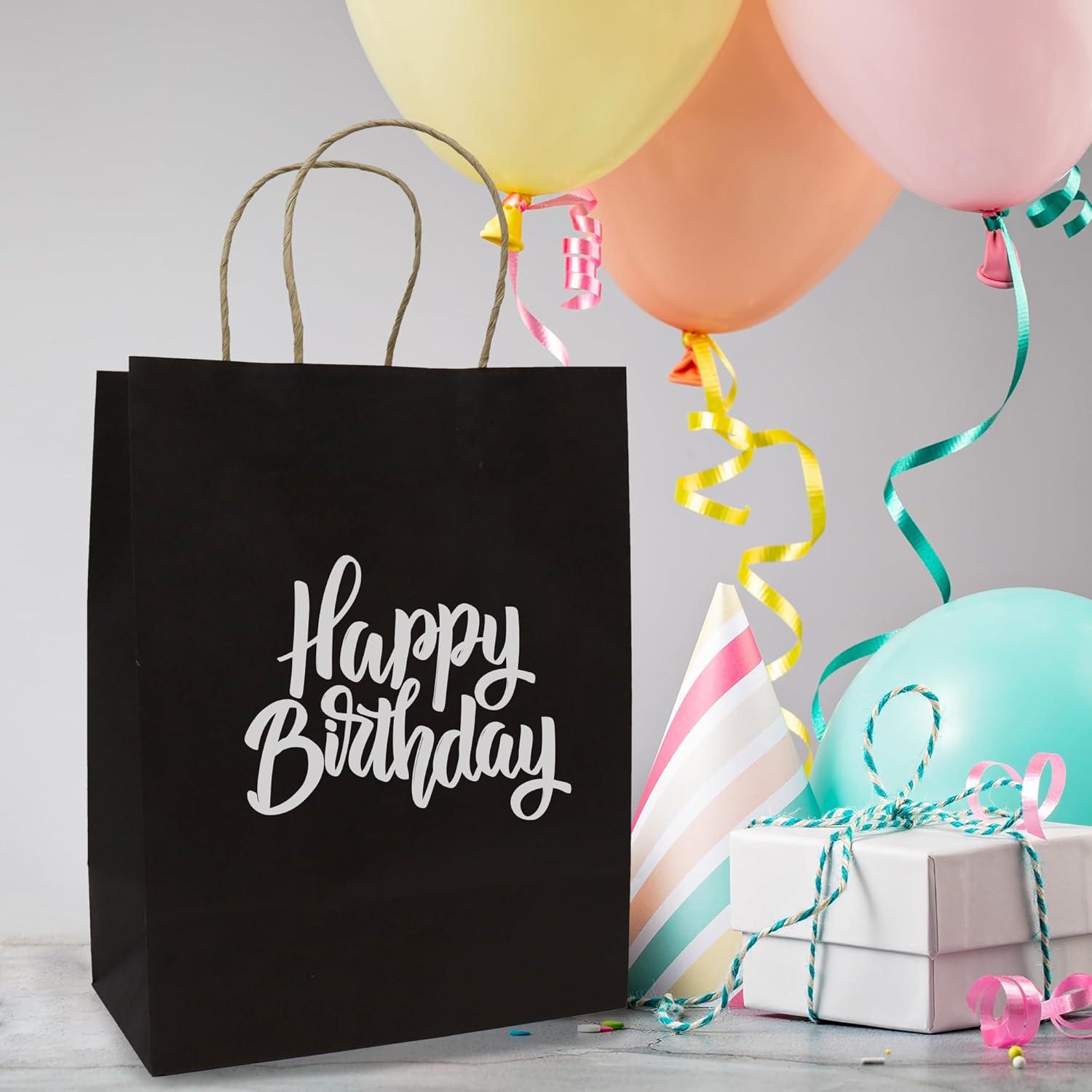 imageReli Black Paper Bags 55 Pack 8 x 45 x 1025 Black Gift Bags with Handles Kraft Paper MultiPurpose for Shopping Retail Small Gifts Takeout DIY Party Favors