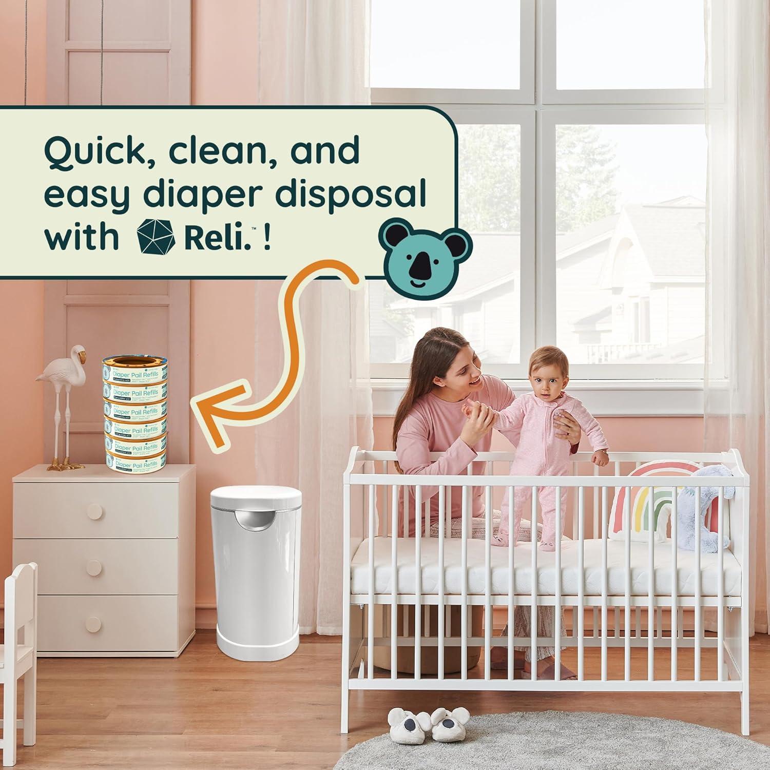 imageReli Diaper Pail Refill Bags Compatible with Munchkin Step Pail 6 Pack Pail Refills wLavender Scent Odor Blocking Strong Easy Replacement Holds up to 1680 Diapers