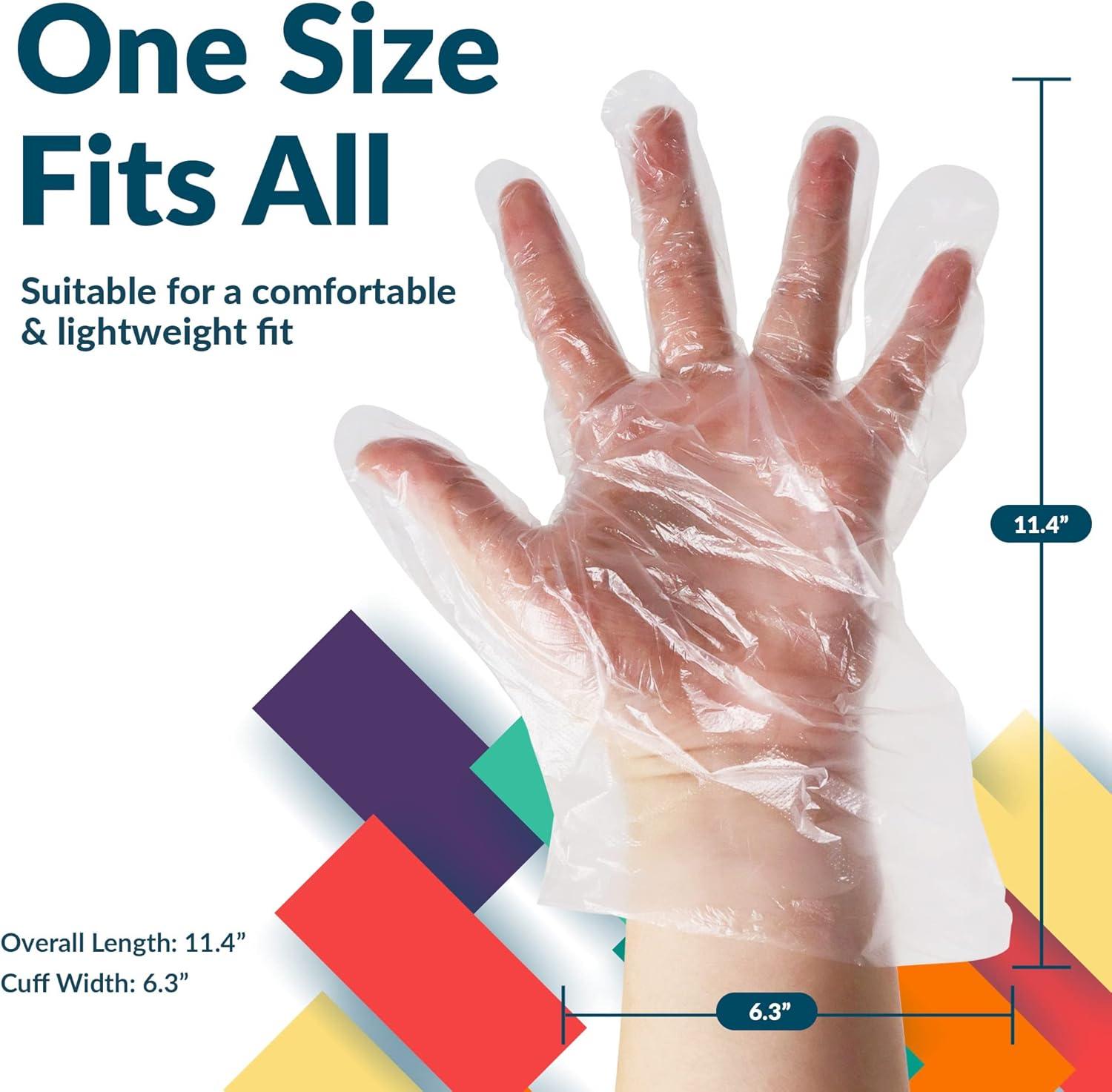imageReli Disposable Gloves 200 Pcs Bulk Food GradeSafeServicePrep One Size Fits All Poly Plastic Gloves for CookingKitchen Embossed PE Plastic for Hand Protection Clear