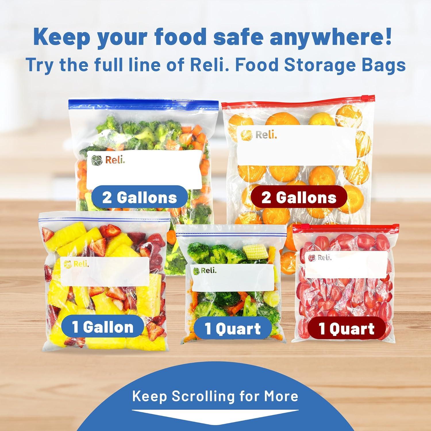imageReli Gallon Freezer Bags 300 Count 106x1075 inch Freezer Bags 1 Gallon Double Zipper Large Size Press to Seal Write on Label 1Gal