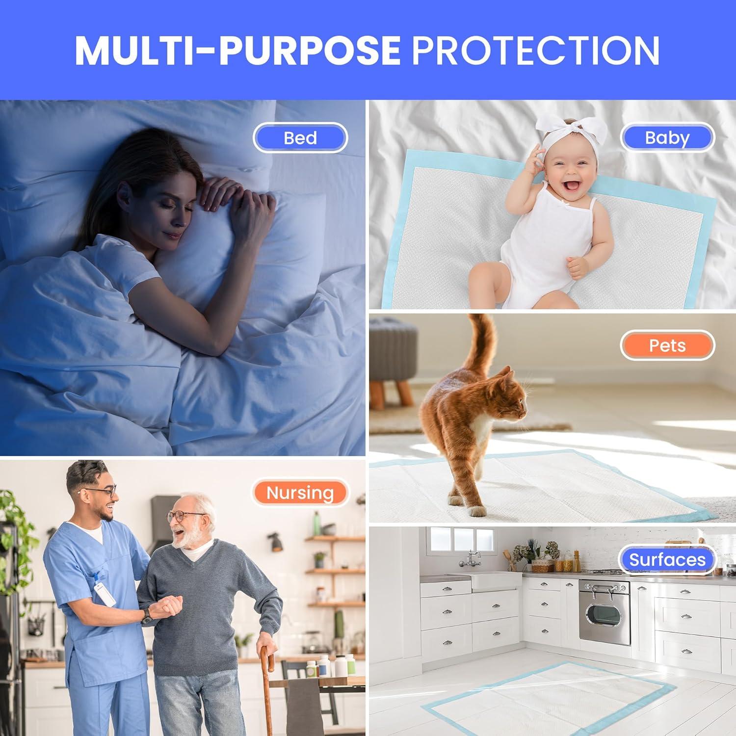 imageReli LeakProof Puppy Pads 60 Pack Pee Pads for Dogs 8 Cups Absorbency for Multiple Dog amp Pet Potty Training Extra Large 28x34