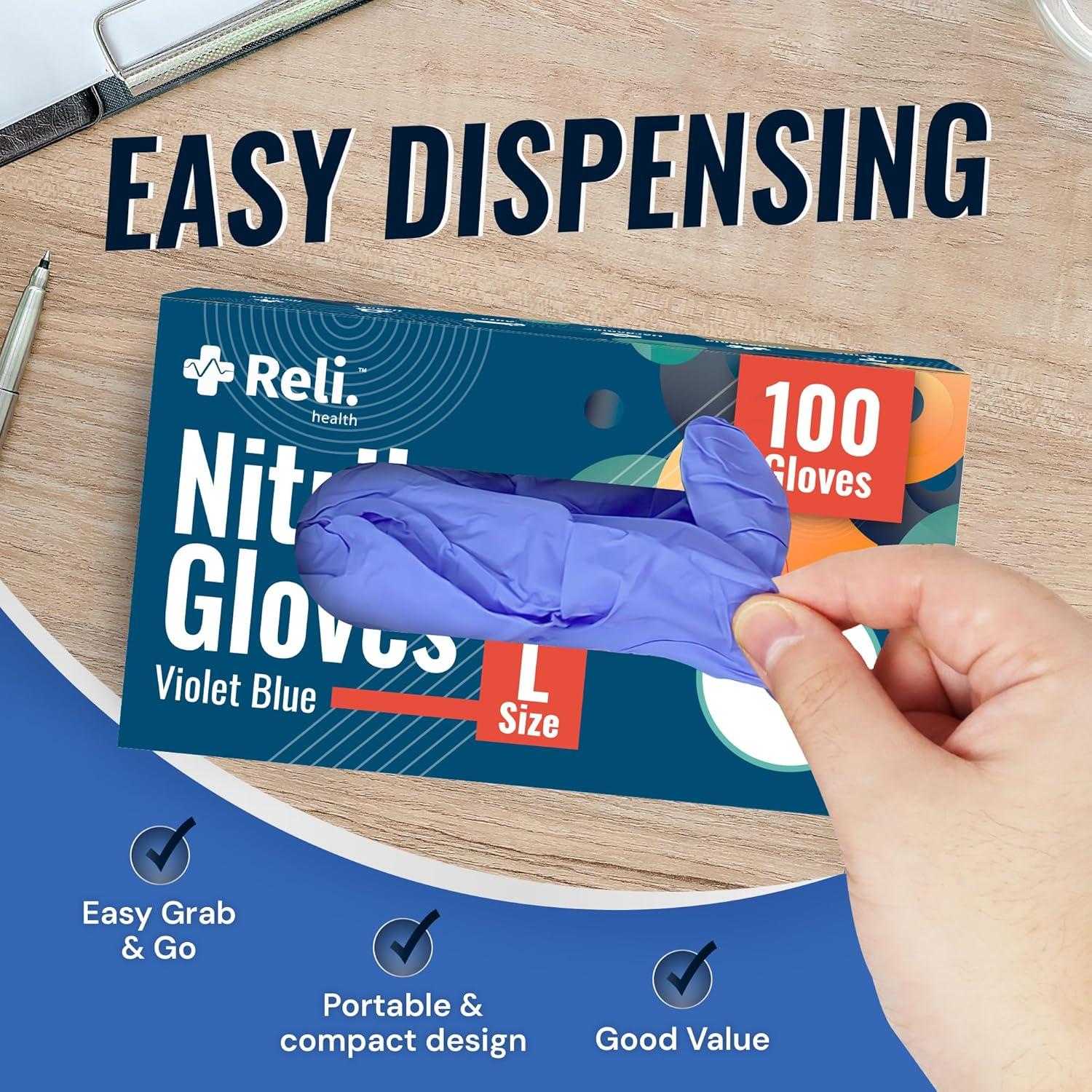 imageReli Nitrile Gloves Large 100 Pack Value Disposable Gloves Powder Free Latex Free SingleUse Premium Nitrile Material for Cleaning Automotive Salon Food Safe Violet BlueIris Blue