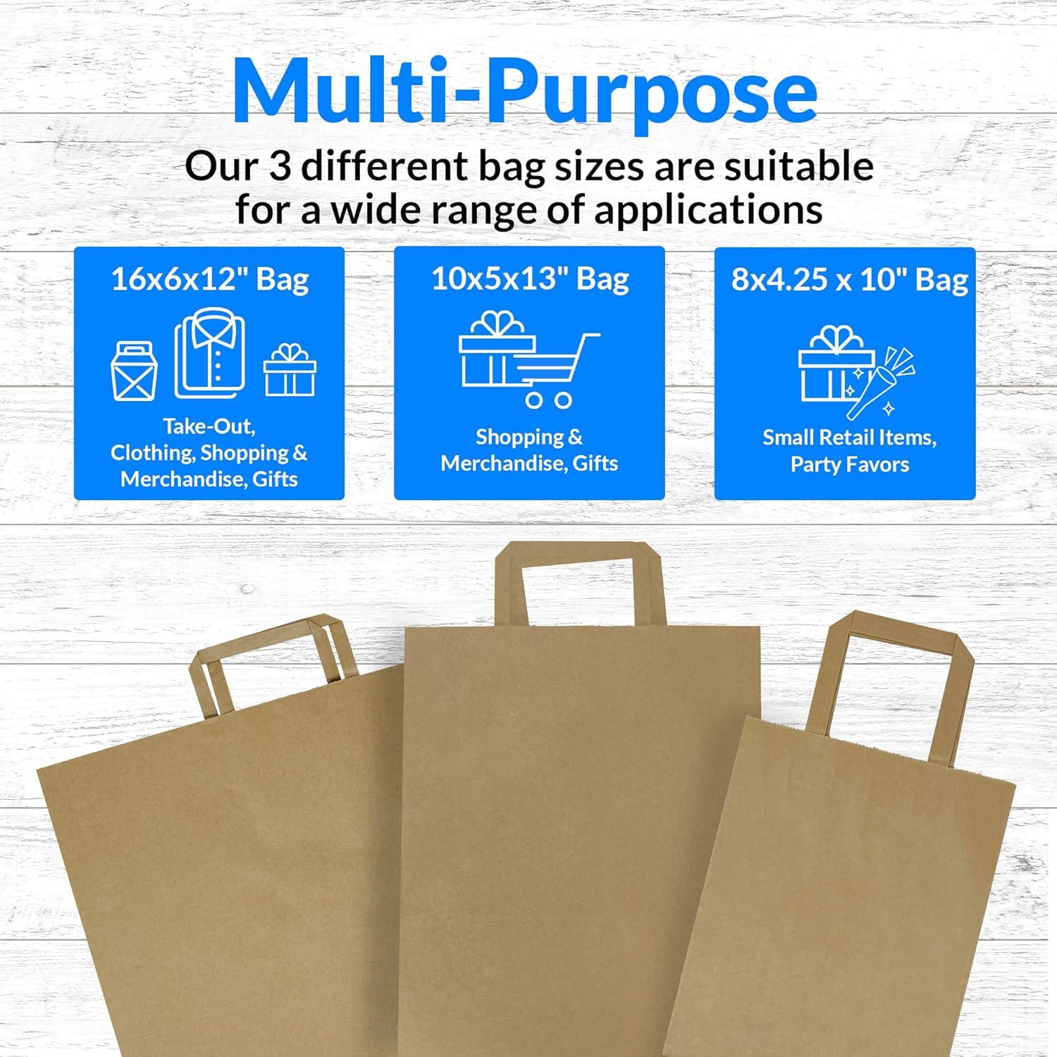 imageReli Paper Bags wHandles Kraft Assorted Large Sizes 75 Pcs 25 Each Size Bulk 8x425x1010x5x1316x6x12 Brown Paper Bag Combo Pack Retail BagsShopping Gifts