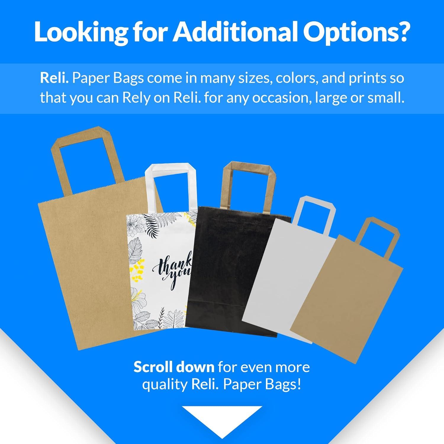 imageReli Paper Bags wHandles Kraft Assorted Large Sizes 75 Pcs 25 Each Size Bulk 8x425x1010x5x1316x6x12 Brown Paper Bag Combo Pack Retail BagsShopping Gifts