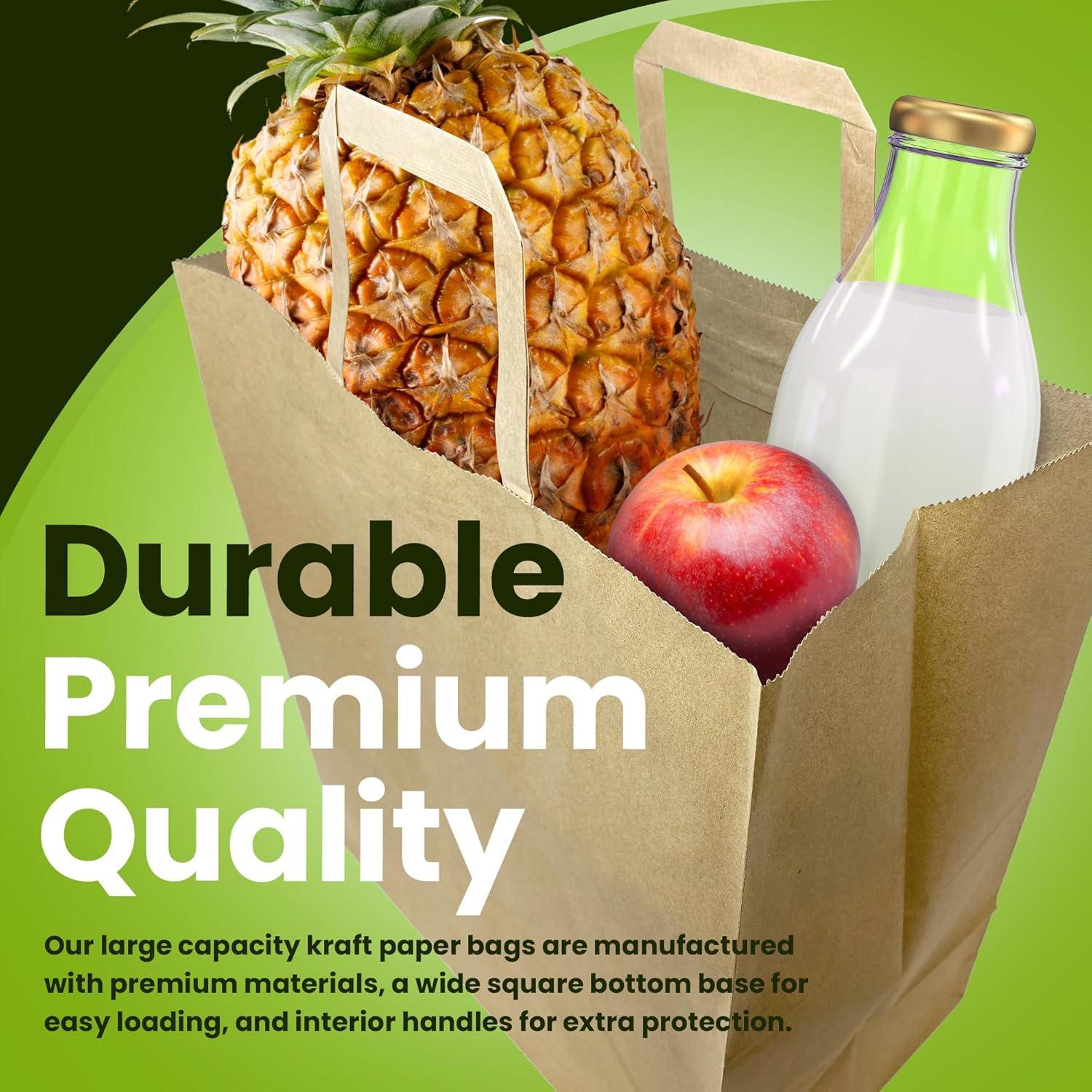 imageReli Paper Grocery Bags wHandles 100 Pcs Bulk12x7x14 Large Paper Grocery Bags with Handles Heavy Duty 57 Lbs Basis Shopping TakeoutTo Go Retail BrownKraft