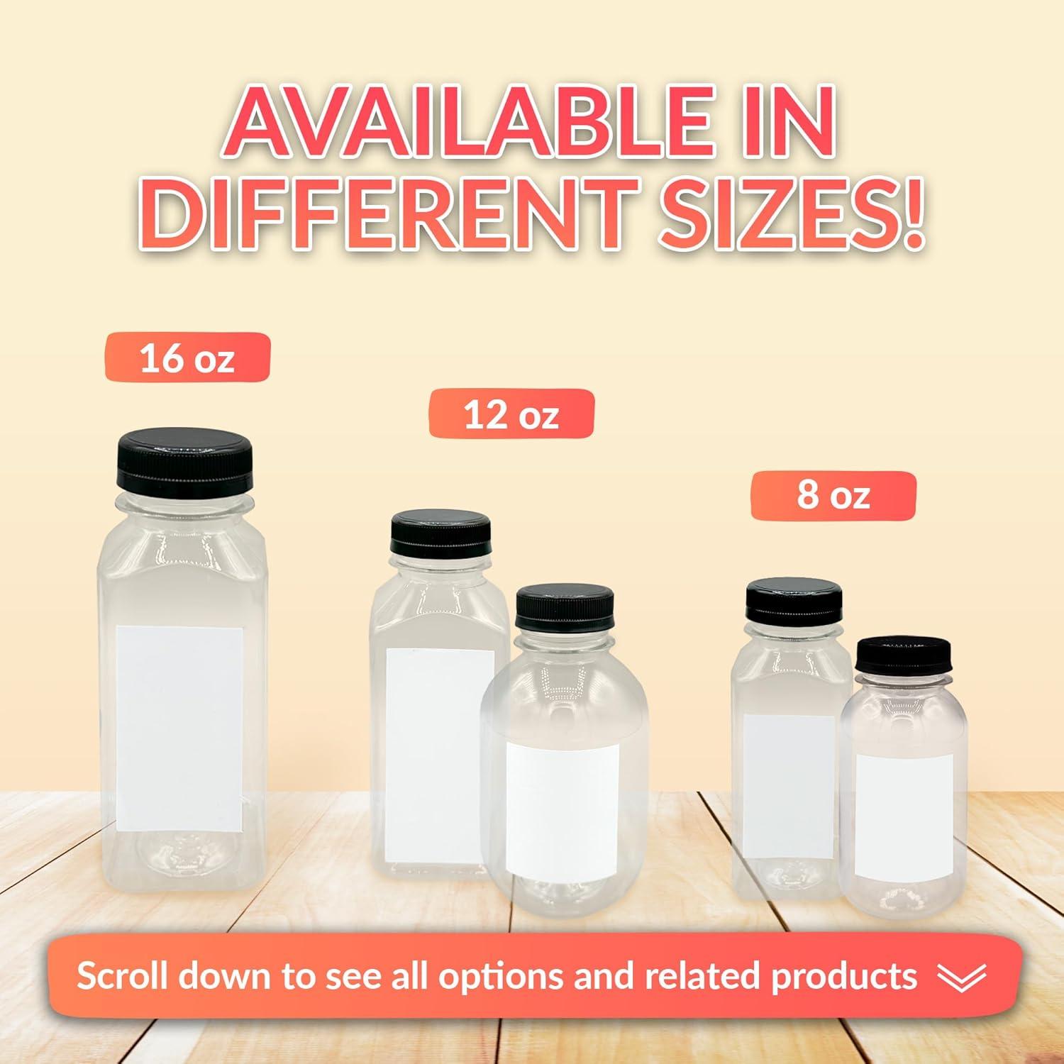 imageReli Plastic Juice Bottles 48 Bulk Pack 8 oz Square Plastic Juice Bottles with Caps amp Sticker Labels Clear Empty for Juicing 8oz Disposable Reusable Containers for Juicing Smoothies48