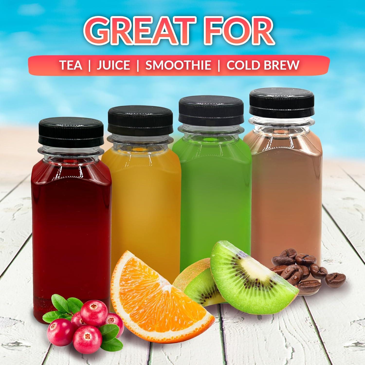 imageReli Plastic Juice Bottles 48 Bulk Pack 8 oz Square Plastic Juice Bottles with Caps amp Sticker Labels Clear Empty for Juicing 8oz Disposable Reusable Containers for Juicing Smoothies48