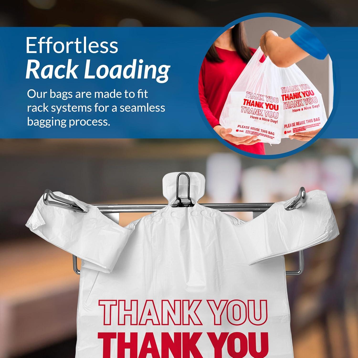 imageReli Plastic Thank You Bags 115 x 65 x 21 Strong Handles 75600 Total 1050 BagsCase 72 CasesPallet White