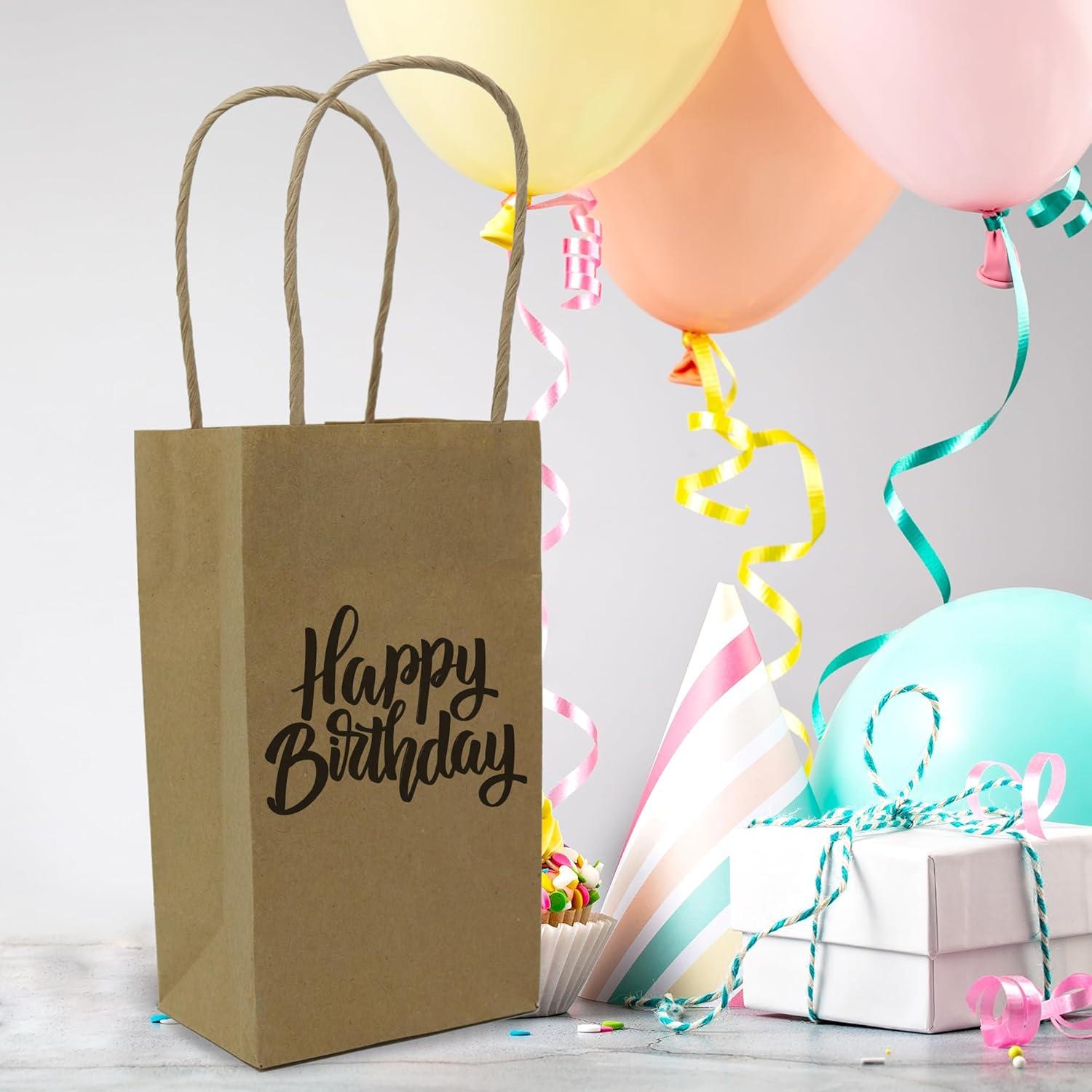 imageReli Small Gift Bags with Handles 55 Pack35x24x625 Brown Paper Gift Bags with Handles Kraft Paper MultiPurpose for Shopping Retail Gifts Takeout DIY Party Favors