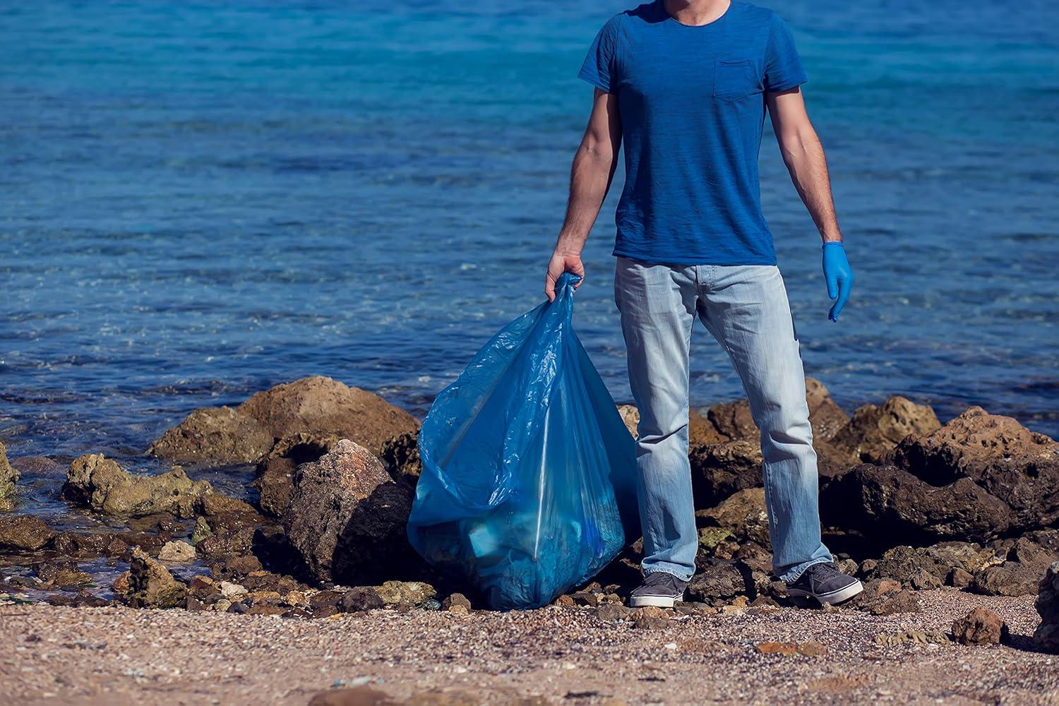 imageReli SuperValue 33 Gallon Recycling Bags 240 Count Bulk Made in the USA Blue Trash Bags 3033 Gallon Blue Recycling Garbage 33Gal with 30Gal 33Gal 35Gal Capacity1 Count Pack of 240