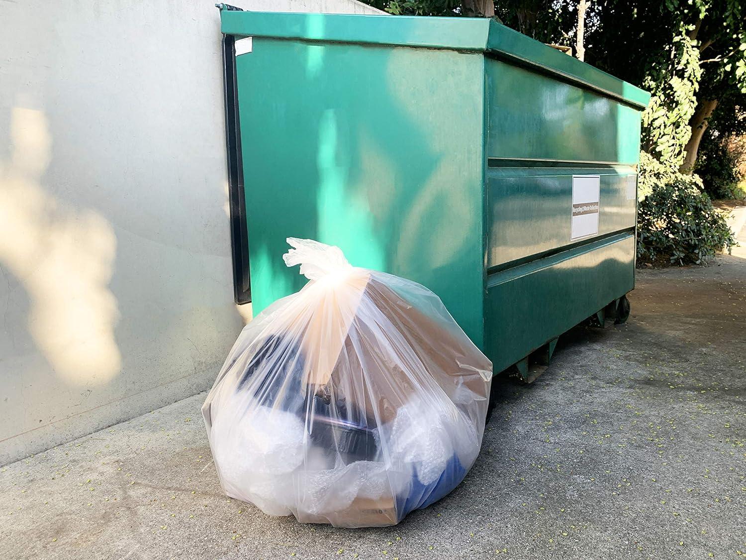 imageReli SuperValue 65 Gallon Trash Bags 120 Count Made in USA Heavy Duty Bulk Clear MultiUse Garbage Bags