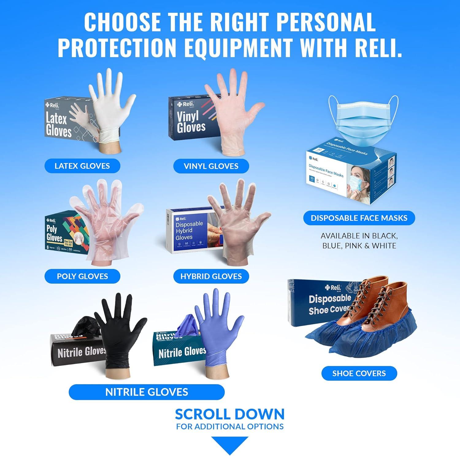 imageReli XLarge Latex Gloves Disposable PowderFree White 220 Count