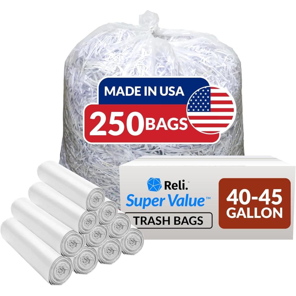 imageReli 40 to 45 Gallon Trash Bags Heavy Duty 250 Trash Bags Super Sizeable Clear Garbage for Serious Cleanup