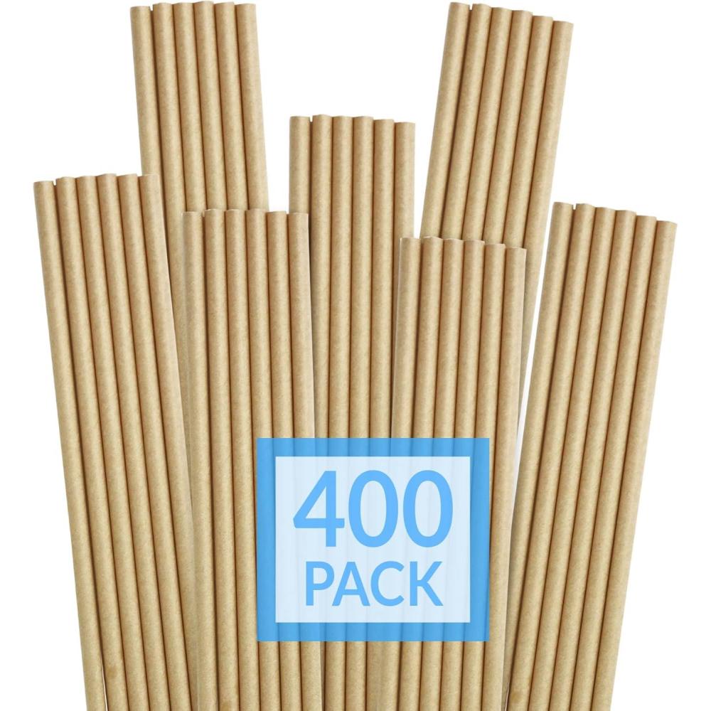 imageReli 400 Pack Paper Straws Kraft Brown Paper Straws for Drinking Disposable BiodegradableEcoFriendly Use for Crafts Party Decoration Supplies Restaurants Juice Brown