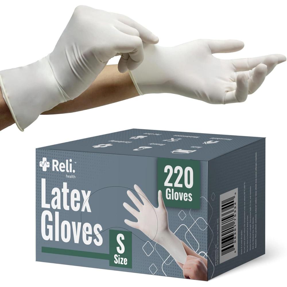 imageReli Latex Gloves Small 220 Count Disposable PowderFree White Gloves NonSterile All Purpose Cleaning Automotive Cooking Industrial Laboratory Single Use Small