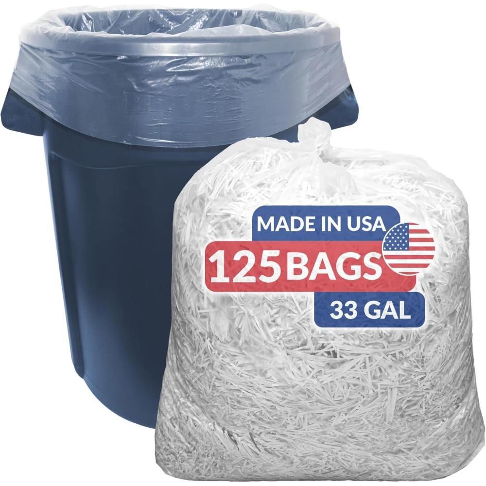 imageReli SuperValue 33 Gallon Trash Bags 125 Count Made in USA Heavy Duty Clear MultiUse Garbage Bags