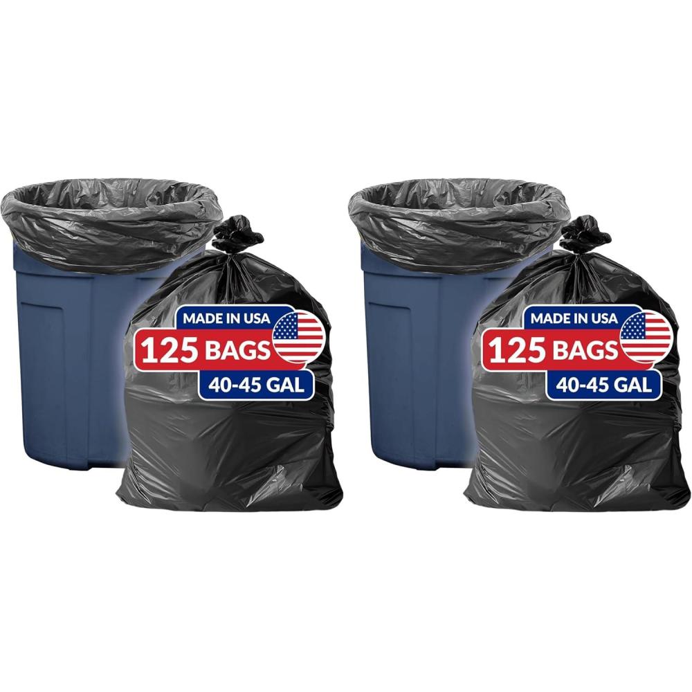 imageReli SuperValue 4045 Gallon Trash Bags 125 Count Made in USA Heavy Duty Black MultiUse Garbage Bags1 Count Pack of 250