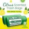 Reli. 4 Gallon Trash Bags Drawstring (100 Count) | Citrus Scented Small Trash Bags for Bathroom Can | 2 Gal – 3 Gallon – 4 Gal Small Trashcan Liners (Green)