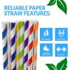 Reli. 400 Pack Paper Straws (Assorted Colors) | Paper Straws for Drinking – Disposable, Biodegradable/Eco-Friendly | Rainbow, Multi-Color | Use for Crafts, Party Decoration, Restaurants