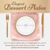 Reli. 50 Pcs Plastic Dessert Plates, Disposable (7.5 inch, White w/Gold Rim) | Small Plates for Party, Heavy Duty | Hard Plastic, for Dessert, Wedding, Birthday, Salad/Appetizer (7.5″)(7.5″)