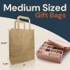 Reli. 8×4.5×10.25 in. Brown Paper Bags with Handles | 55 Pack | Kraft Brown Paper Bags with Flat Handles | Ideal for Gifts, Retail, Shopping, Merchandise, Crafts