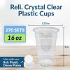 Reli. Plastic Cups 16 oz (270 Pack) | Clear Plastic Cups Disposable | PET Clear Disposable Bulk | 16oz PET Drinking Containers for Party, Iced Coffee, Cold Drinks, Smoothies, To Go