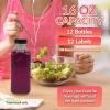 Reli. Plastic Juice Bottles [12 Pack] [16 oz] Square 16 oz Plastic Bottles with Caps & Sticker Labels | Clear, Empty for Drinks 16oz | Disposable, Reusable Containers for Juicing, Smoothies