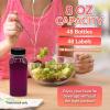 Reli. Plastic Juice Bottles [48 Bulk Pack] [8 oz] Square Plastic Juice Bottles with Caps & Sticker Labels | Clear, Empty for Juicing 8oz | Disposable, Reusable Containers for Juicing, Smoothies(48)