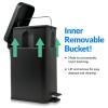 Reli. Small Trash Can with Lid, 1.3 Gallon (5 Liter) | Stainless Steel (Matte Black) | Small Bathroom Trash Can | Step Pedal Garbage Bin with Removable Bucket, Kitchen | Rectangular Metal Bin