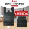 Reli. T-shirt Plastic Bags | 1,050 Pack | Black Plastic Bags with Handles (Plain) | Ideal for Grocery, Shopping, Food Take Out/To Go, Small Business