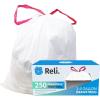 Reli. 2-4 Gallon Trash Bags Drawstring | 250 Count | 18″x 20″ | Small Garbage Bags 4 Gallon – Drawstring Handles | White Trash Can Liners 2 Gal – 3Gal – 4Gal | Small Bin Liners, Office(250 Count (Pack of 1))
