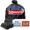 imageReli 5560 Gallon Trash Bags Heavy Duty  50 Bags  5060 Gallon  Large Black Garbage  Made in USA1 Count Pack of 50