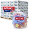 Reli. 65 Gallon Trash Bags | Heavy Duty | 6,480 Total | 60 Bags/Case, 108 Cases/Pallet | Made in USA | Clear