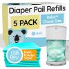 Reli. Diaper Pail Refill Bags, Compatible with Dekor Classic (5 Pack) | Diaper Dekor Refills w/Powder Fresh Scent | Odor Blocking, Strong, Easy Replacement Bags | Holds up to 2475 Diapers