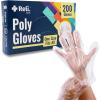 Reli. Disposable Gloves | 200 Pcs Bulk | Food Grade/Safe/Service/Prep | One Size Fits All | Poly Plastic Gloves for Cooking/Kitchen | Embossed PE Plastic for Hand Protection (Clear)