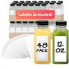 imageReli Plastic Juice Bottles 48 Pack 12 oz Square Plastic Juice Bottles with Caps amp Sticker Labels  Clear Empty for Juicing 12oz  Disposable Smoothies48