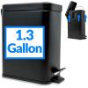 Reli. Small Trash Can with Lid, 1.3 Gallon (5 Liter) | Stainless Steel (Matte Black) | Small Bathroom Trash Can | Step Pedal Garbage Bin with Removable Bucket, Kitchen | Rectangular Metal Bin