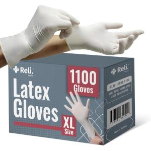 Reli. Latex Gloves, X-Large (1100 Bulk Pack) | Disposable | Powder-Free | White Gloves, Non-Sterile | All Purpose – Cleaning, Automotive, Cooking, Industrial, Laboratory | Single Use (X-Large)